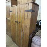 PANELLED PINE CUPBOARD WITH SHELF FITTED INTERIOR, WIDTH APPROX 106CM MAX
