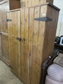 PANELLED PINE CUPBOARD WITH SHELF FITTED INTERIOR, WIDTH APPROX 106CM MAX