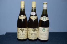 2 bts 1988 Puligny Montrachet Les Referts, Sauzet, t/w 1 bt 1985 Meursault Les Casse Tetes, Thevenin