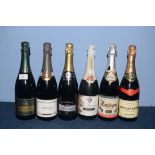 6 bt various Champagne & Sparkling viz 1 bt NV F Bonnet Champagne, 1 bt NV Henry Dumanois Champagne,