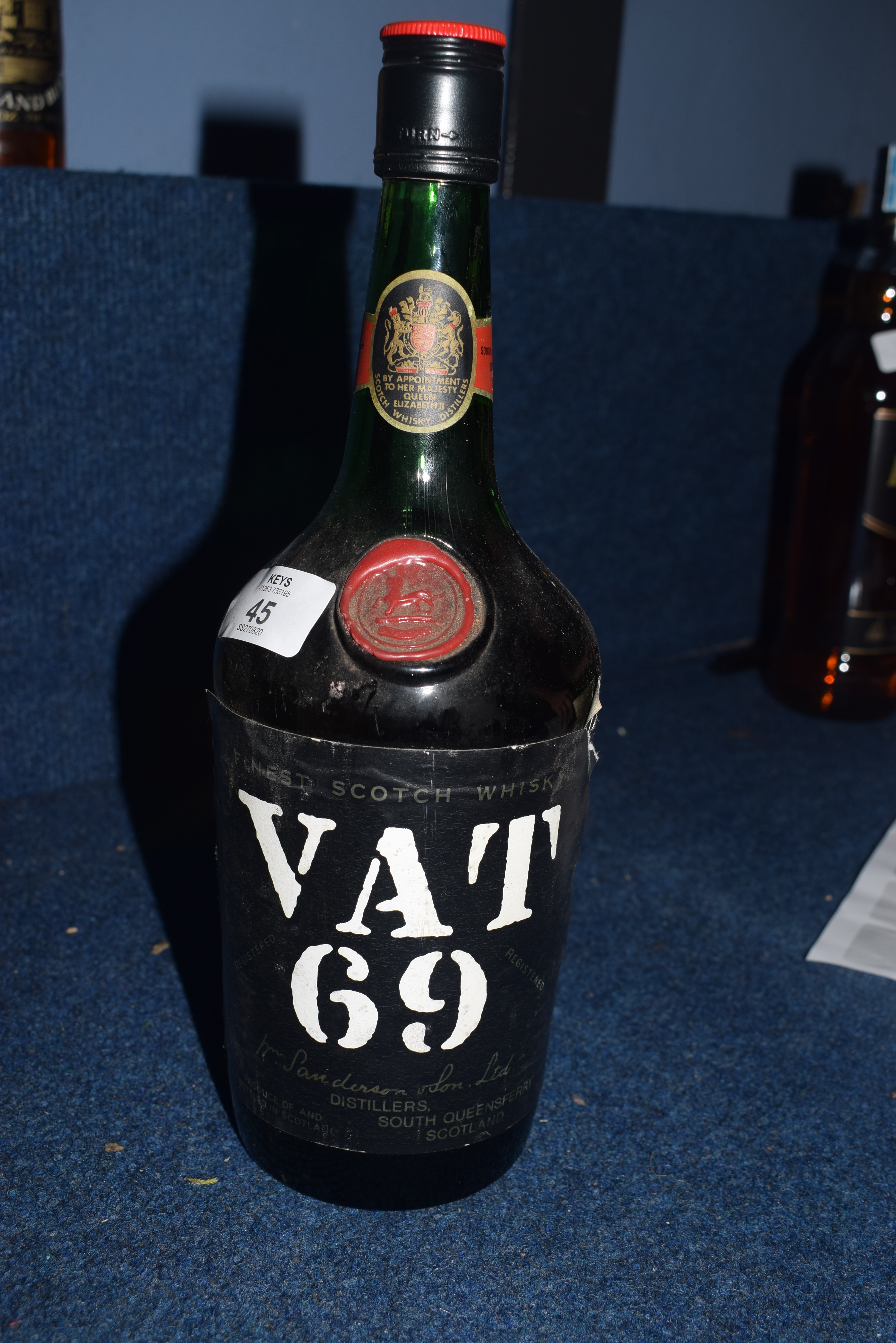 1 bt VAT 69 in larger than normal bottle, no strength or size stated, possibly pre-1970's?