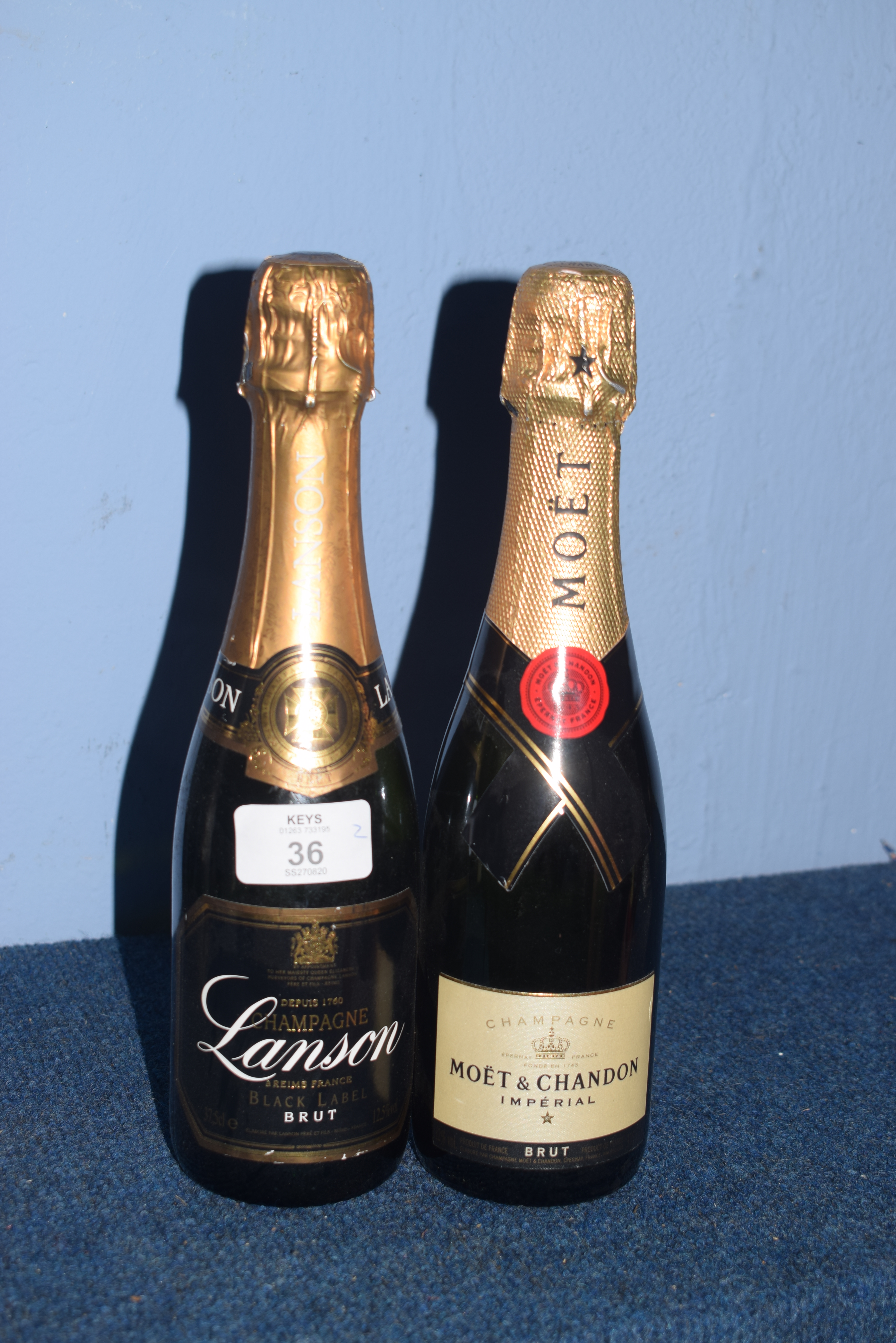 1 hlf NV Lanson Champagne, t/w 1 hlf NV Moet Champagne (2)