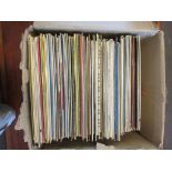 BOX OF VARIOUS 12INCH VINYL RECORDS, MOST APPEAR TO BE EASY LISTENING, JAZZ, ROCK AND ROLL, ELVIS,