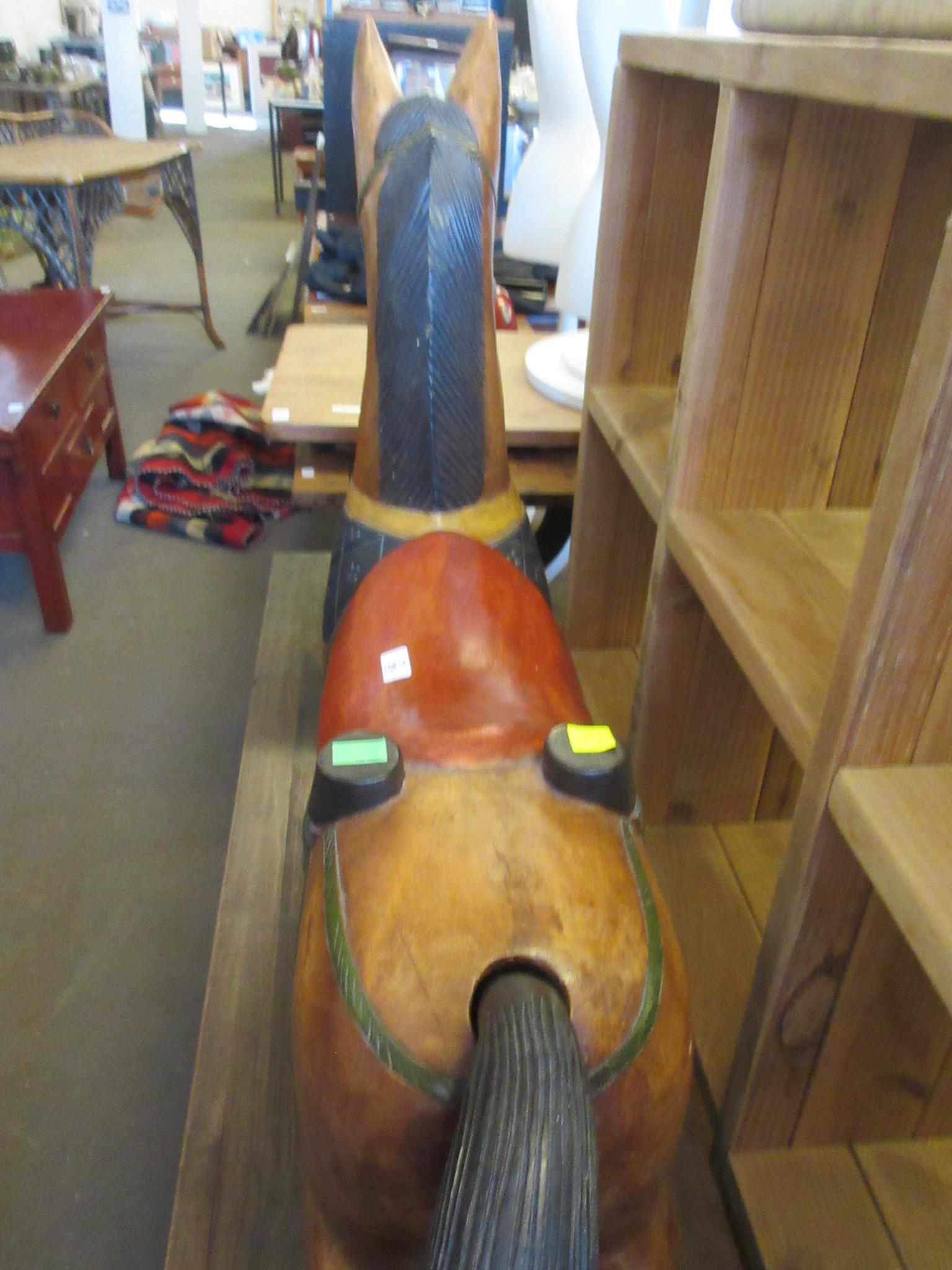 MODERN SOLID WOOD ROCKING HORSE, FASHIONED AS A FAIRGROUND CAROUSEL HORSE, HEIGHT APPROX 75CM - Image 4 of 4