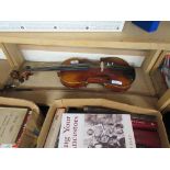 VIOLIN, TOTAL LENGTH APPROX 61CM TOGETHER WITH BOW (A/F)