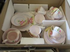 QUANTITY OF HAND PAINTED TUSCAN BONE CHINA SANDWICH SERVICE