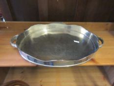 HEAVY MODERN PLATED GALLERY TRAY, LENGTH 54CM INC HANDLES