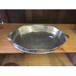 HEAVY MODERN PLATED GALLERY TRAY, LENGTH 54CM INC HANDLES