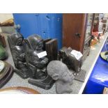 QUANTITY OF VARIOUS BOOKENDS INCLUDING TRIBAL ART ELEPHANTS ETC