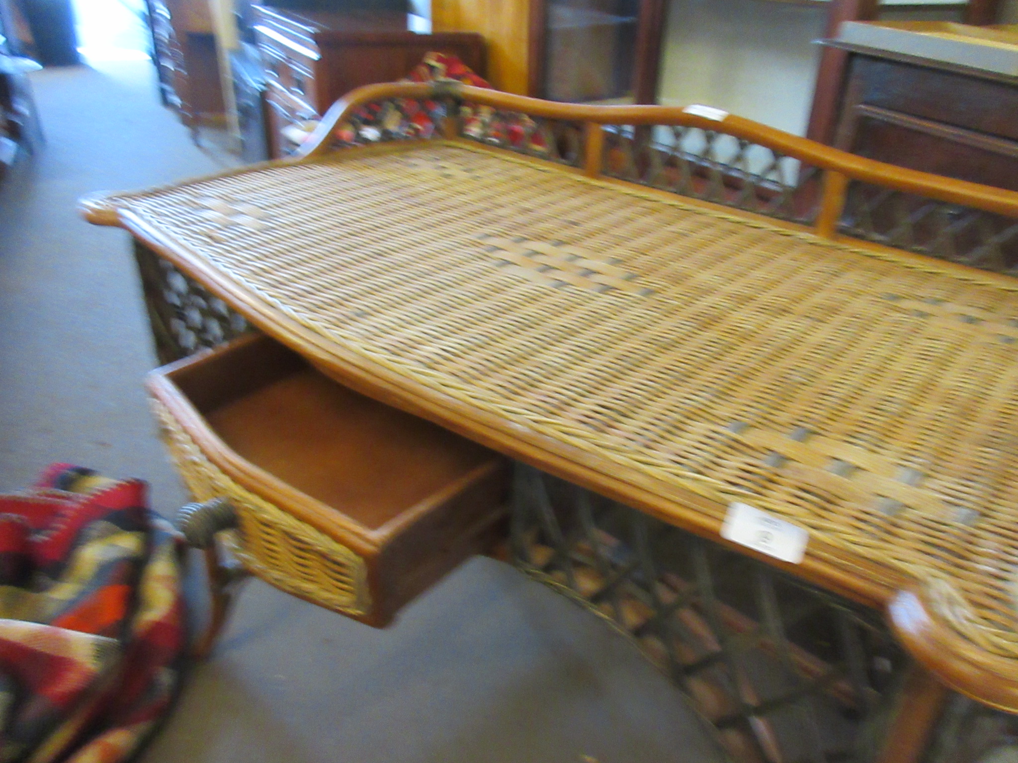 CANE DRESSING TABLE WITH RAISED GALLERY TO REAR AND DRAWER BENEATH, WIDTH 102CM - Image 3 of 3