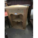 REPRODUCTION PINE SMALL WALL MOUNTING CORNER CUPBOARD, 47CM WIDE