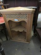 REPRODUCTION PINE SMALL WALL MOUNTING CORNER CUPBOARD, 47CM WIDE