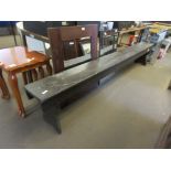 PAINTED PINE REFECTORY STYLE BENCH, LENGTH 267CM