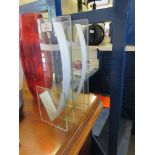 PAIR OF MODERN DESIGNER GLASS BOOK ENDS