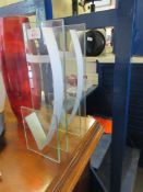 PAIR OF MODERN DESIGNER GLASS BOOK ENDS