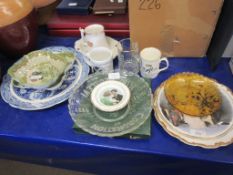 QUANTITY OF VARIOUS GLASS AND CERAMICS INCLUDING PLATES, PRESSED GLASS, CORONATION SOUVENIRS,