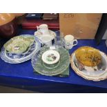 QUANTITY OF VARIOUS GLASS AND CERAMICS INCLUDING PLATES, PRESSED GLASS, CORONATION SOUVENIRS,