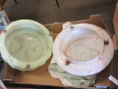 TWO 1950S CEILING LAMP SHADES, EACH APPROX 35CM