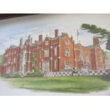 FRAMED PRINT DEPICTING LATIMER HOUSE TOGETHER WITH A MILITARY INTEREST INSCRIPTION, OVERALL SIZE