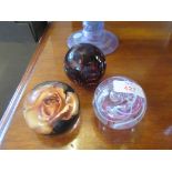 THREE MIXED PAPERWEIGHTS