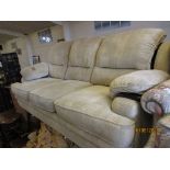 TWO PIECE UPHOLSTERED FURNITURE SUITE COMPRISING THREE SEATER SOFA AND ARMCHAIR, THE SOFA APPROX