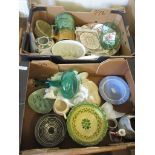 TWO BOXES CONTAINING VARIOUS CERAMICS, JELLY MOULDS ETC