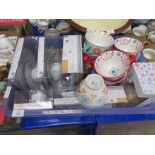 BOX CONTAINING MIXED CERAMICS INCLUDING CROFTON PRESENTATION CUP, SAUCER AND PLATE SETS ETC