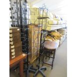 TWO MATCHING ROTATING WIRE SHOP DISPLAY RACKS FOR POSTCARDS ETC EACH APPROX 171CM AND A LARGER