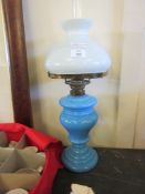 GLASS OIL LAMP, HEIGHT INCLUDING CHIMNEY 56CM