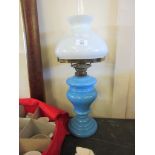 GLASS OIL LAMP, HEIGHT INCLUDING CHIMNEY 56CM