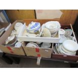 FIVE VARIOUS BOXES OF CERAMICS, HOUSEHOLD CLEARANCE CERAMICS