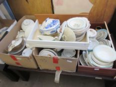 FIVE VARIOUS BOXES OF CERAMICS, HOUSEHOLD CLEARANCE CERAMICS