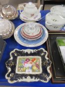 VARIOUS DECORATIVE CERAMICS INCLUDING PLATES, FLORAL DECORATED ARTHUR WOOD TEA POT ETC