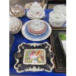 VARIOUS DECORATIVE CERAMICS INCLUDING PLATES, FLORAL DECORATED ARTHUR WOOD TEA POT ETC