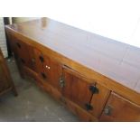 MODERN CHINESE STYLE HARDWOOD SIDEBOARD, FOUR DOORS OVER THREE DRAWERS, 183CM WIDE