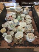 COLLECTION OF VARIOUS CUPS, SAUCERS, TEA POTS, MOSTLY EARLY 20TH CENTURY JAPANESE EXPORT