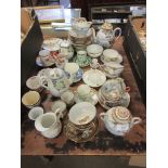 COLLECTION OF VARIOUS CUPS, SAUCERS, TEA POTS, MOSTLY EARLY 20TH CENTURY JAPANESE EXPORT