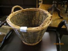 TWO-HANDLED WICKER WASTEPAPER BASKET