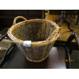 TWO-HANDLED WICKER WASTEPAPER BASKET