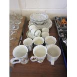 SELECTION OF MIXED HOUSEHOLD CERAMICS INCLUDING ROYAL DOULTON RONDELAY CUPS AND SAUCERS ETC