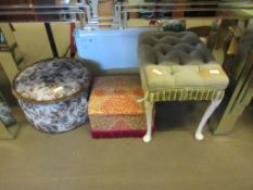 DRESSING TABLE STOOL AND TWO SMALL POUFFES