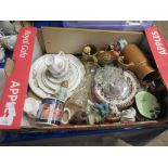 BOX CONTAINING VARIOUS HOUSEHOLD CERAMICS