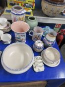 COLLECTION OF VARIOUS POOLE POTTERY WARES INCLUDING VASES, EGG CUPS, FRUIT BOWL, TOAST RACK ETC