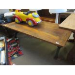 LATE 20TH CENTURY HARDWOOD COFFEE TABLE, LENGTH APPROX 145CM