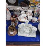 SELECTION OF VARIOUS CERAMICS INCLUDING DRESSING TABLE SET, GRAFTON CUPS AND SAUCERS ETC