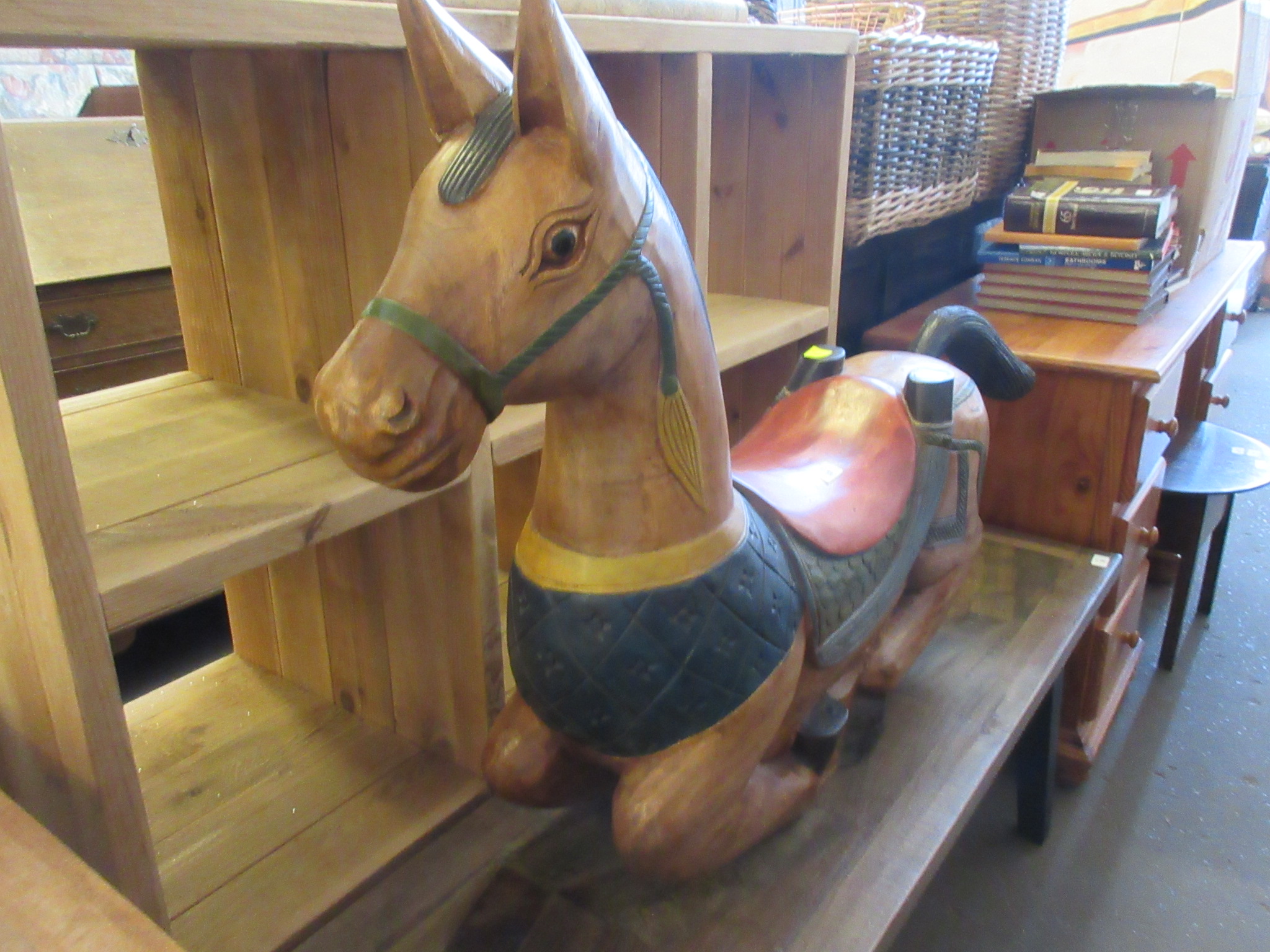 MODERN SOLID WOOD ROCKING HORSE, FASHIONED AS A FAIRGROUND CAROUSEL HORSE, HEIGHT APPROX 75CM - Image 3 of 4