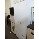 WHITE MELAMINE WARDROBE, WIDTH APPROX 80CM