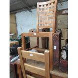 PAIR OF MODERN LATTICE BACKED DINING CHAIRS, HEIGHT 105CM