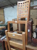 PAIR OF MODERN LATTICE BACKED DINING CHAIRS, HEIGHT 105CM