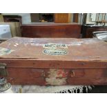 MID-20TH CENTURY SUITCASE MOUNTED WITH VARIOUS VINTAGE TRAVEL LABELS